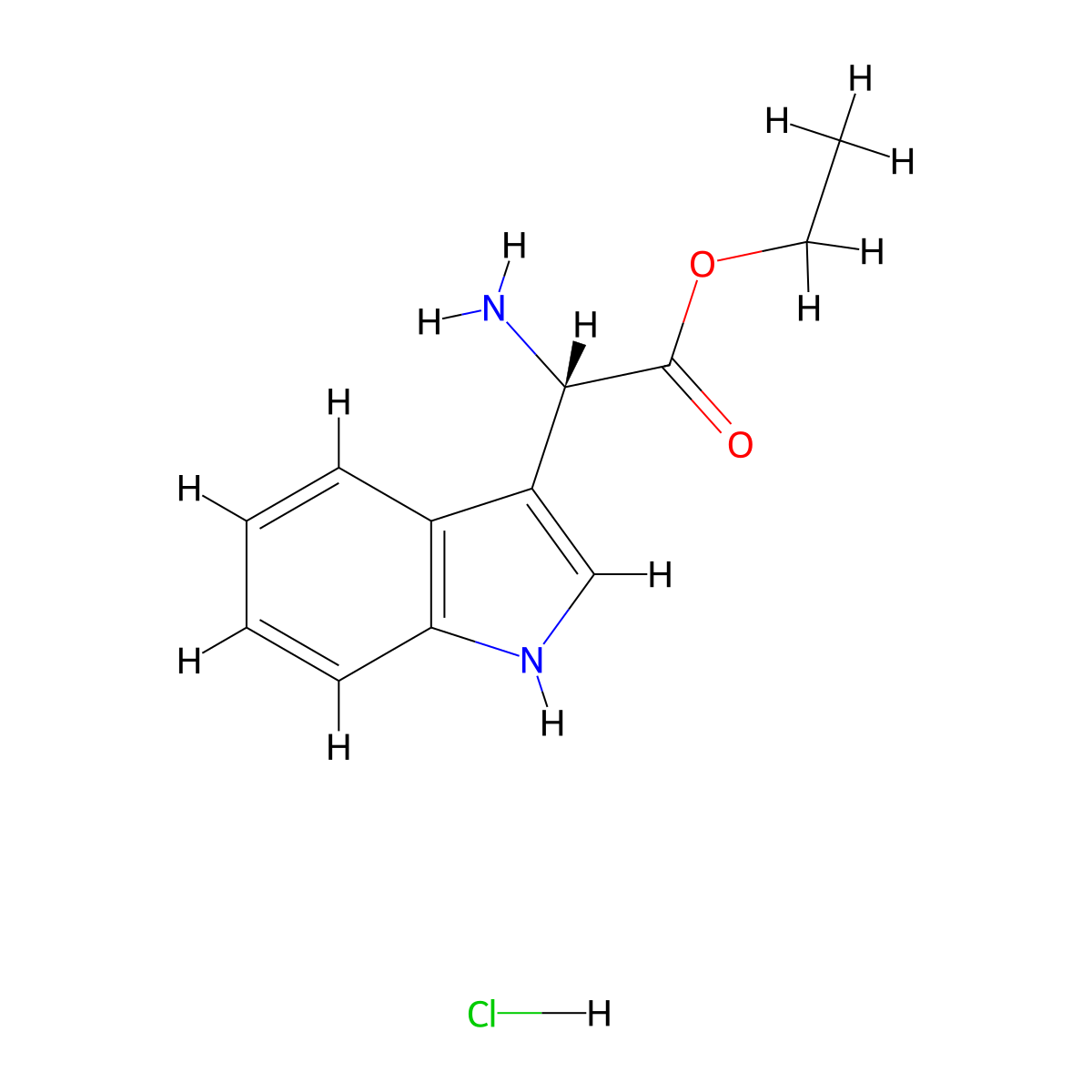 (S)-Ethyl 2-amino-2-(1H-indol-3-yl)acetate hydrochloride molecular structure, CAS 1208123-34-5