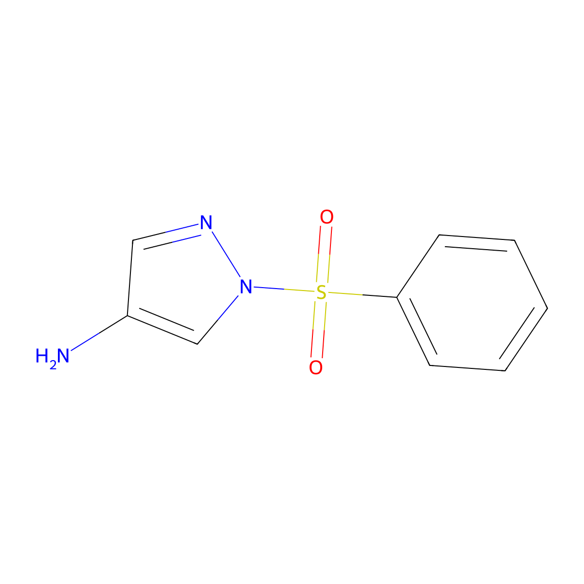 1-(phenylsulfonyl)-1H-pyrazol-4-amine molecular structure, CAS 1208170-22-2