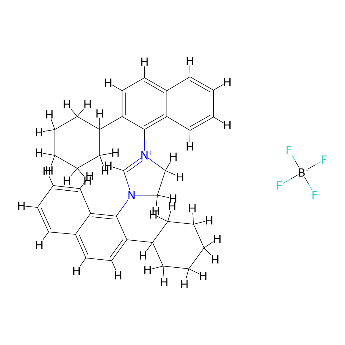 1,3-Bis(2-cyclohexylnaphthalen-1-yl)imidazolinium tetrafluoroborate molecular structure, CAS 1208220-06-7