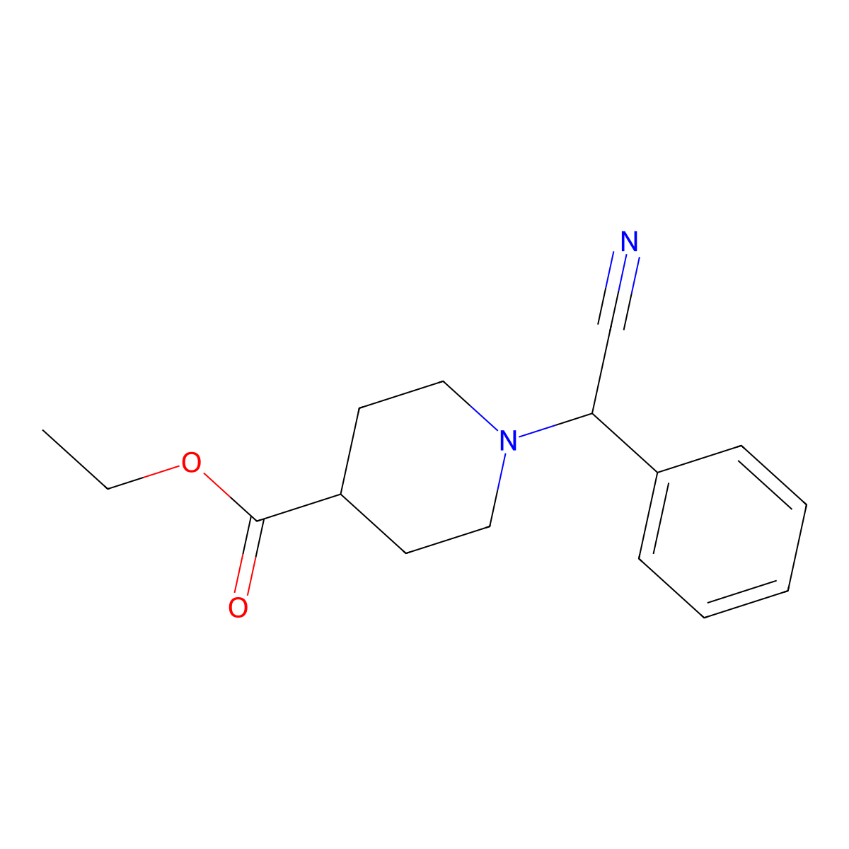 Ethyl 1-[cyano(phenyl)methyl]piperidine-4-carboxylate molecular structure, CAS 1208220-88-5