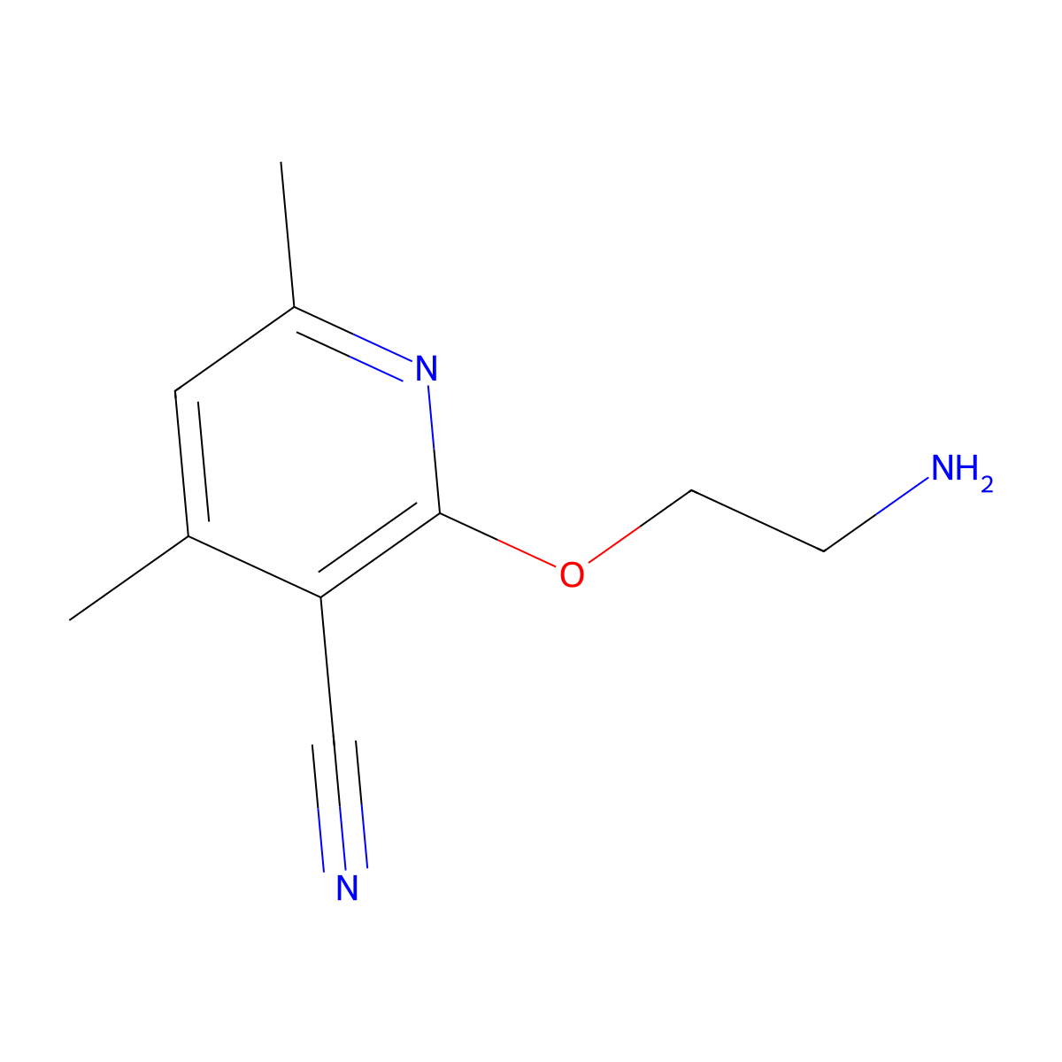 2-(2-Aminoethoxy)-4,6-dimethylpyridine-3-carbonitrile molecular structure, CAS 1208220-89-6