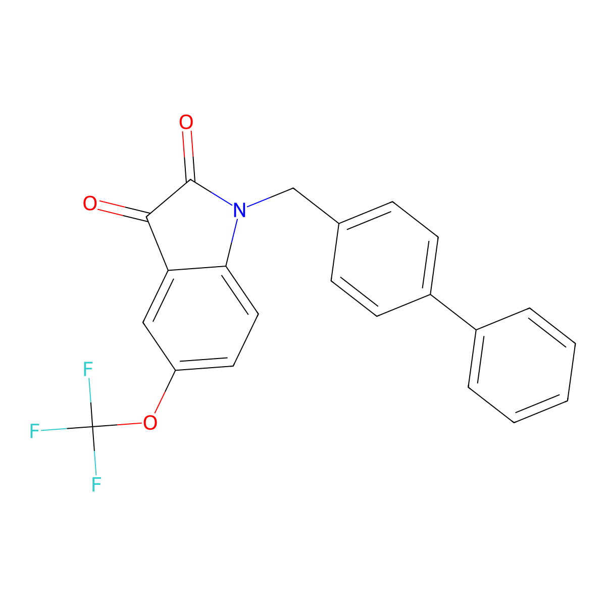 1-[(4-Phenylphenyl)methyl]-5-(trifluoromethoxy)indole-2,3-dione molecular structure, CAS 1208222-39-2