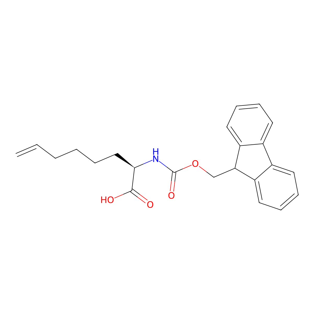 (R)-2-((((9H-Fluoren-9-yl)methoxy)carbonyl)amino)oct-7-enoic acid molecular structure, CAS 1208226-88-3