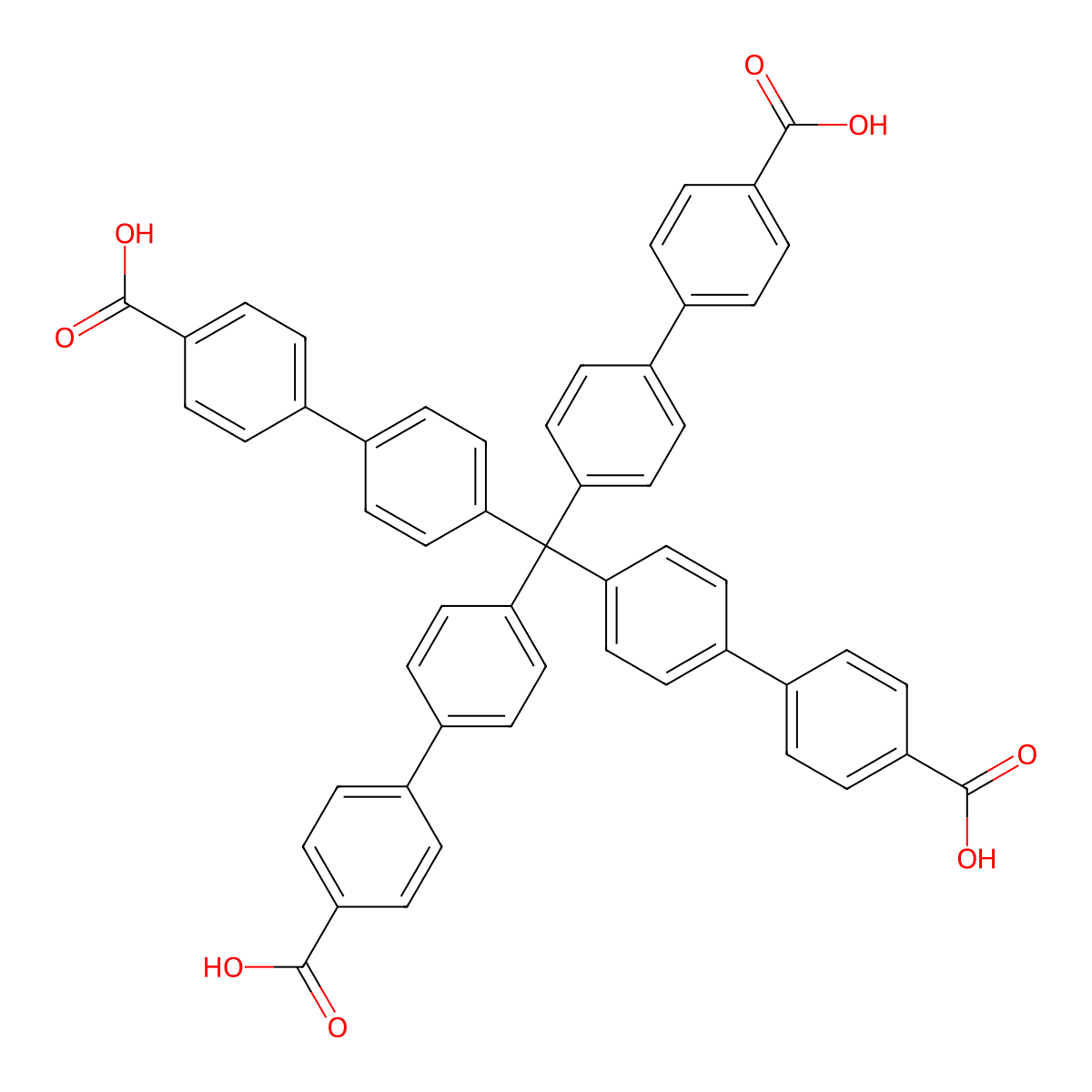 4',4''',4''''',4'''''''-Methanetetrayltetrakis(([1,1'-biphenyl]-4-carboxylic acid)) molecular structure, CAS 1208241-38-6