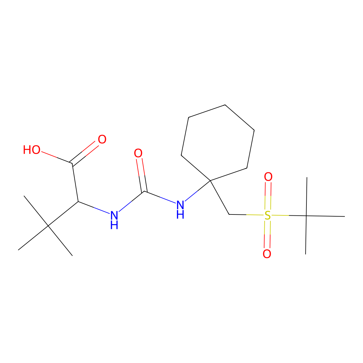 (S)-2-(3-(1-(tert-butylsulfonylmethyl)cyclohexyl)ureido)-3,3-dimethylbutanoic acid molecular structure, CAS 1208245-85-5
