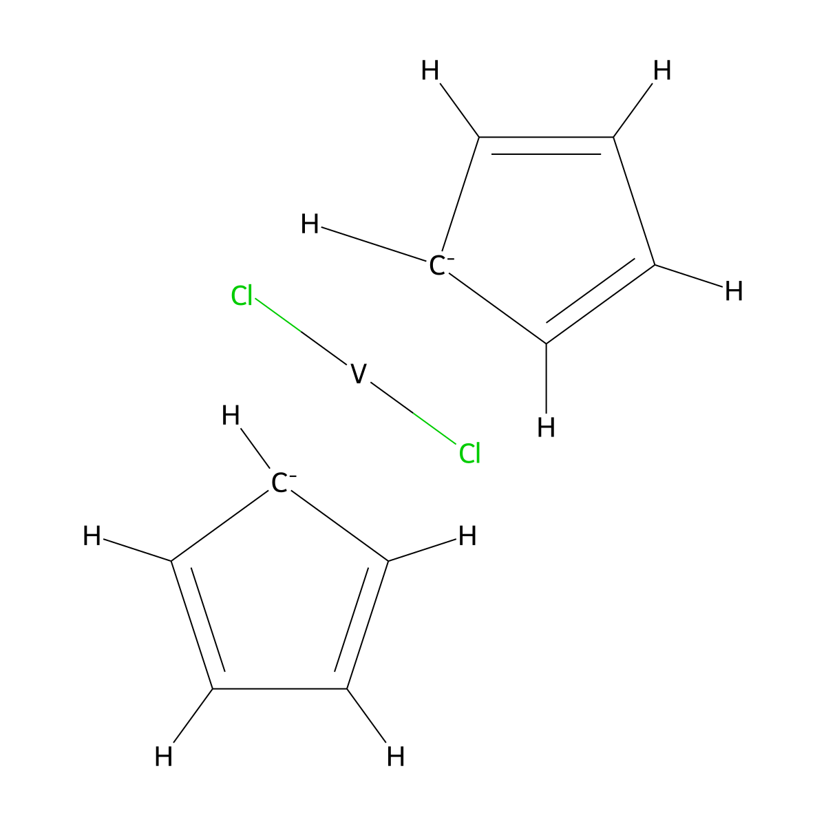 Bis(cyclopentadienyl)vanadium chloride molecular structure, CAS 12083-48-6