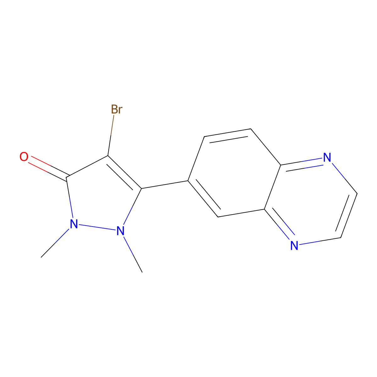 4-Bromo-1,2-dimethyl-5-(quinoxalin-6-yl)-1H-pyrazol-3(2H)-one molecular structure, CAS 1208320-93-7
