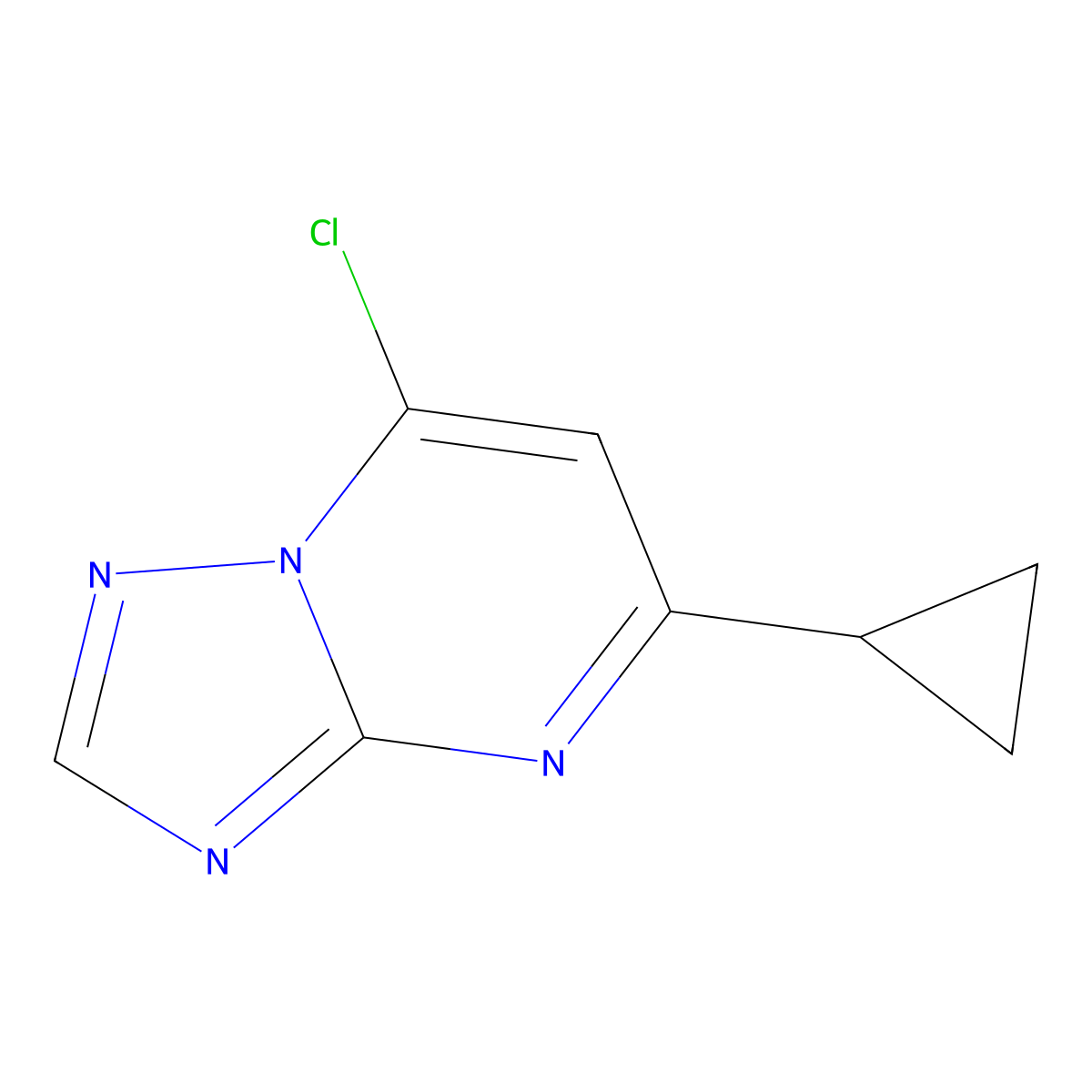 7-Chloro-5-cyclopropyl-(1,2,4)triazolo(1,5-a)pyrimidine molecular structure, CAS 1208336-29-1