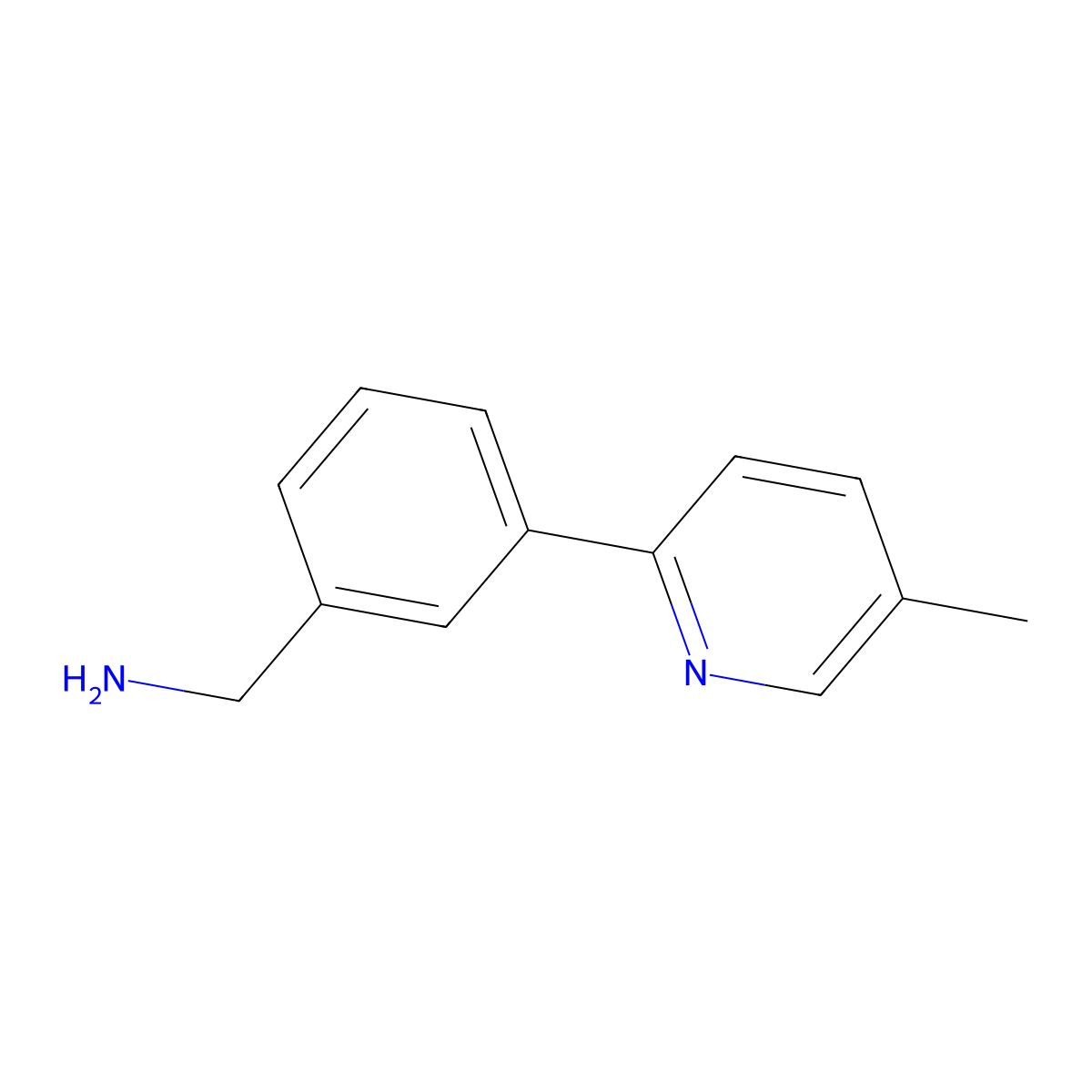 [3-(5-Methyl-2-pyridinyl)phenyl]methanamine molecular structure, CAS 1208339-06-3