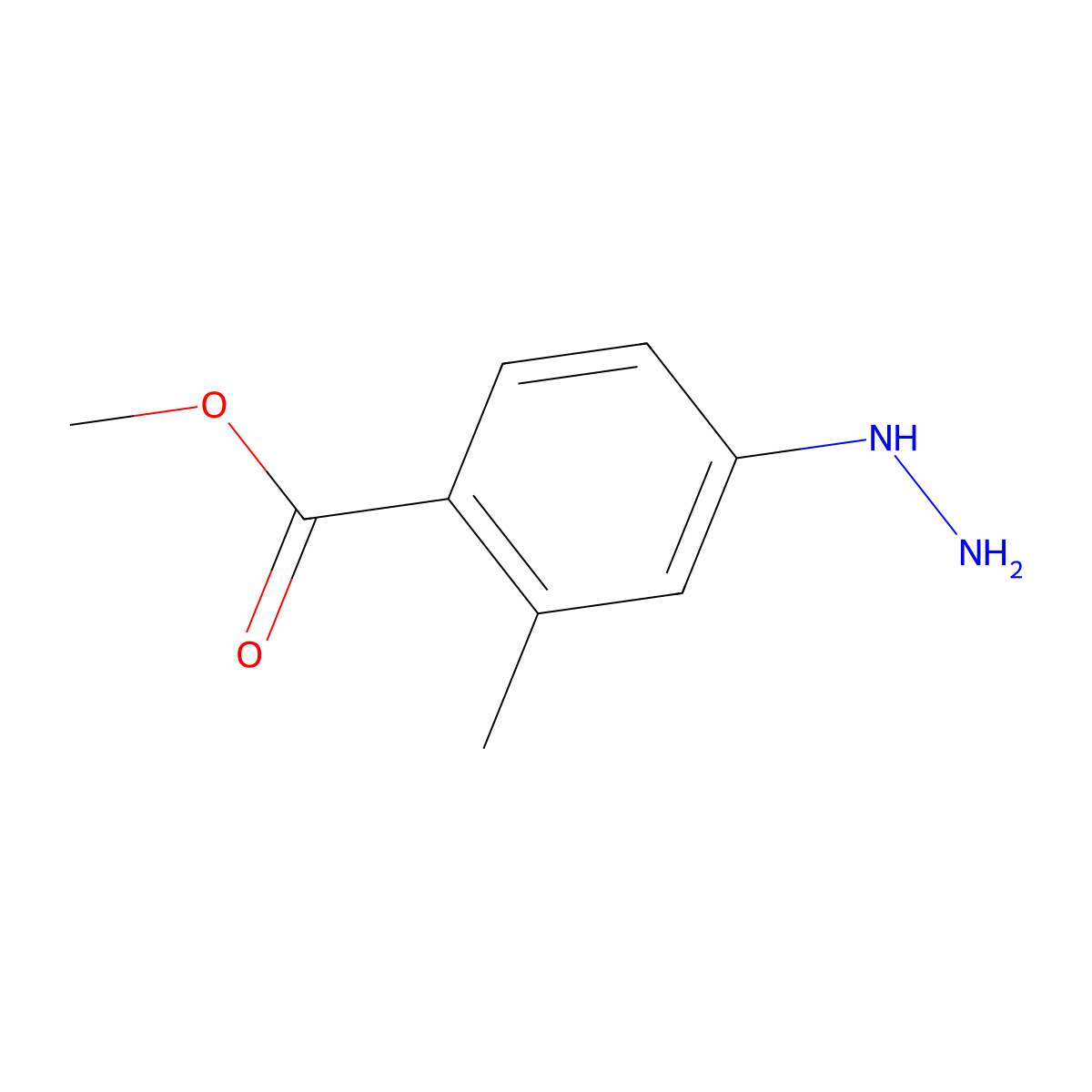 Methyl 4-hydrazino-2-methylbenzoate molecular structure, CAS 1208351-36-3