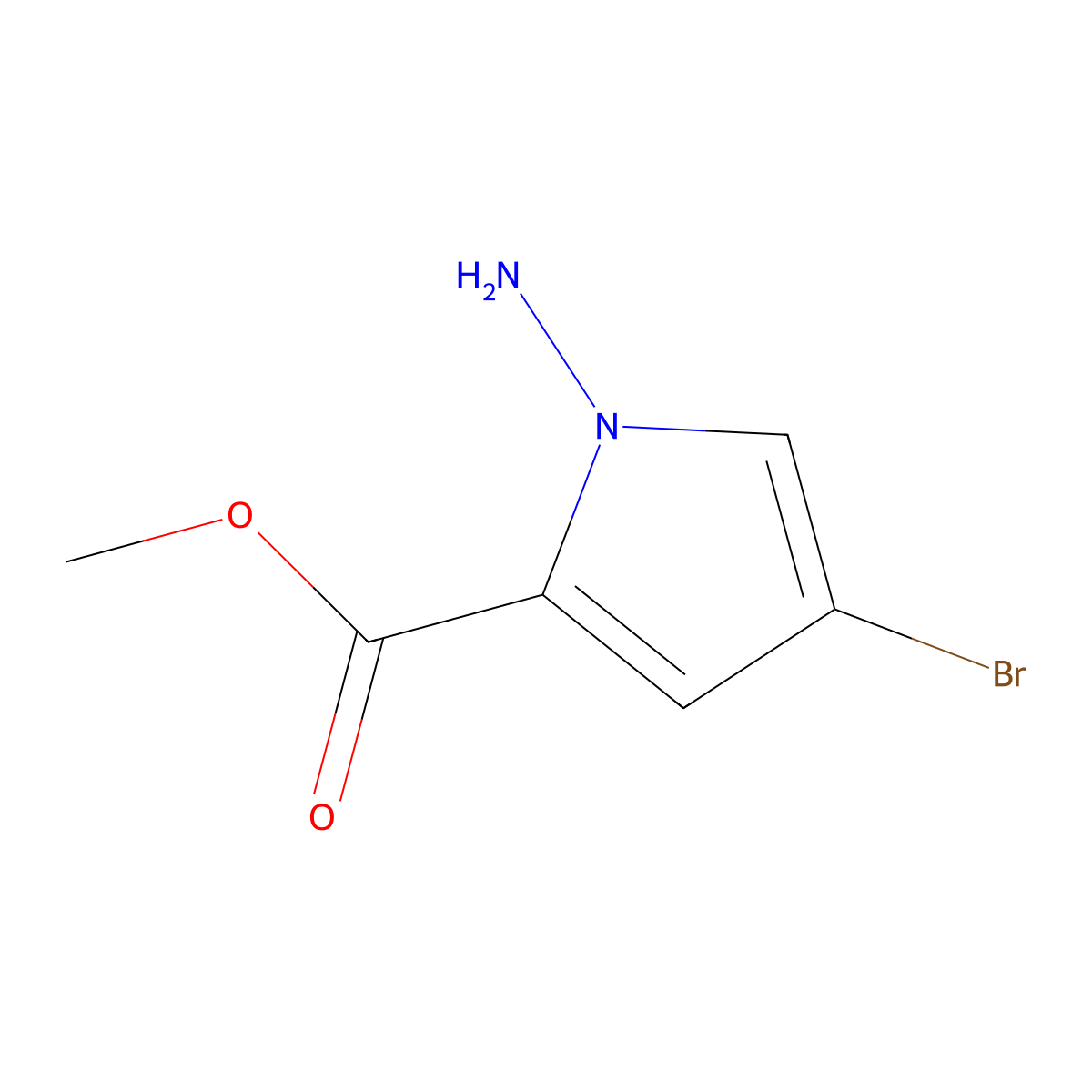 Methyl 1-amino-4-bromo-1H-pyrrole-2-carboxylate molecular structure, CAS 1208361-39-0
