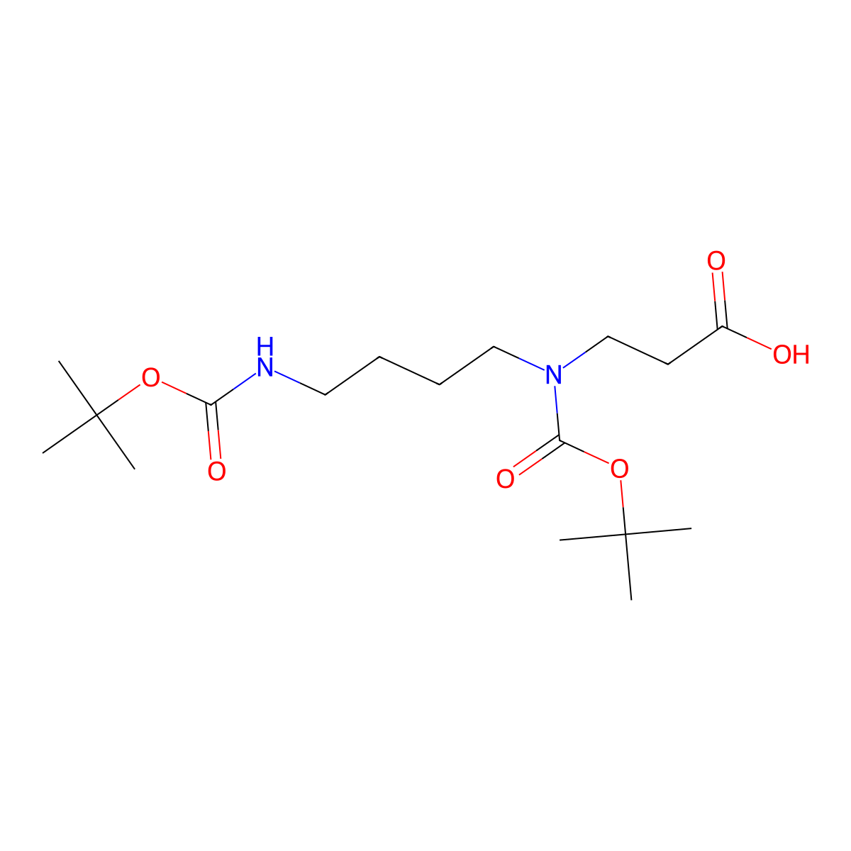 3-{[(Tert-butoxy)carbonyl](4-{[(tert-butoxy)carbonyl]amino}butyl)amino}propanoic acid molecular structure, CAS 1208364-69-5