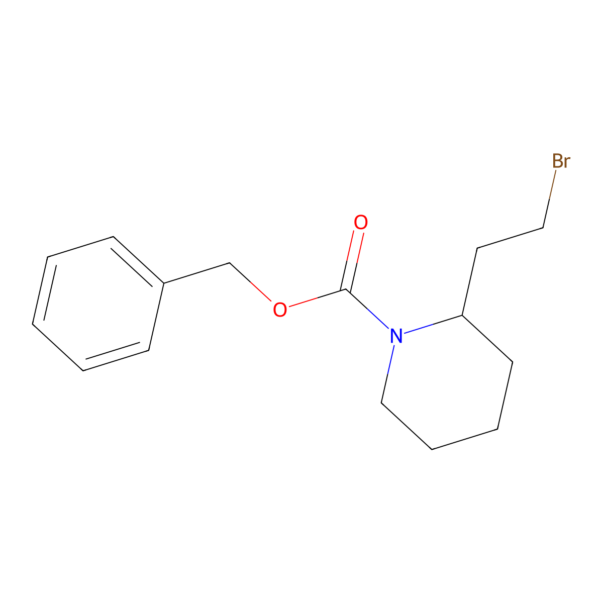 Benzyl 2-(2-bromoethyl)piperidine-1-carboxylate molecular structure, CAS 1208367-99-0