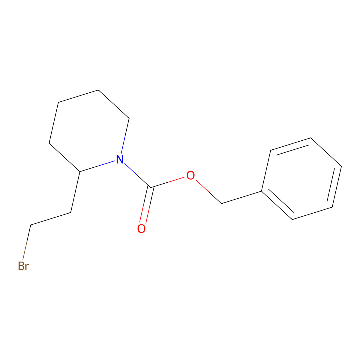 Benzyl 2-(2-bromoethyl)piperidine-1-carboxylate molecular structure, CAS 1208367-99-0
