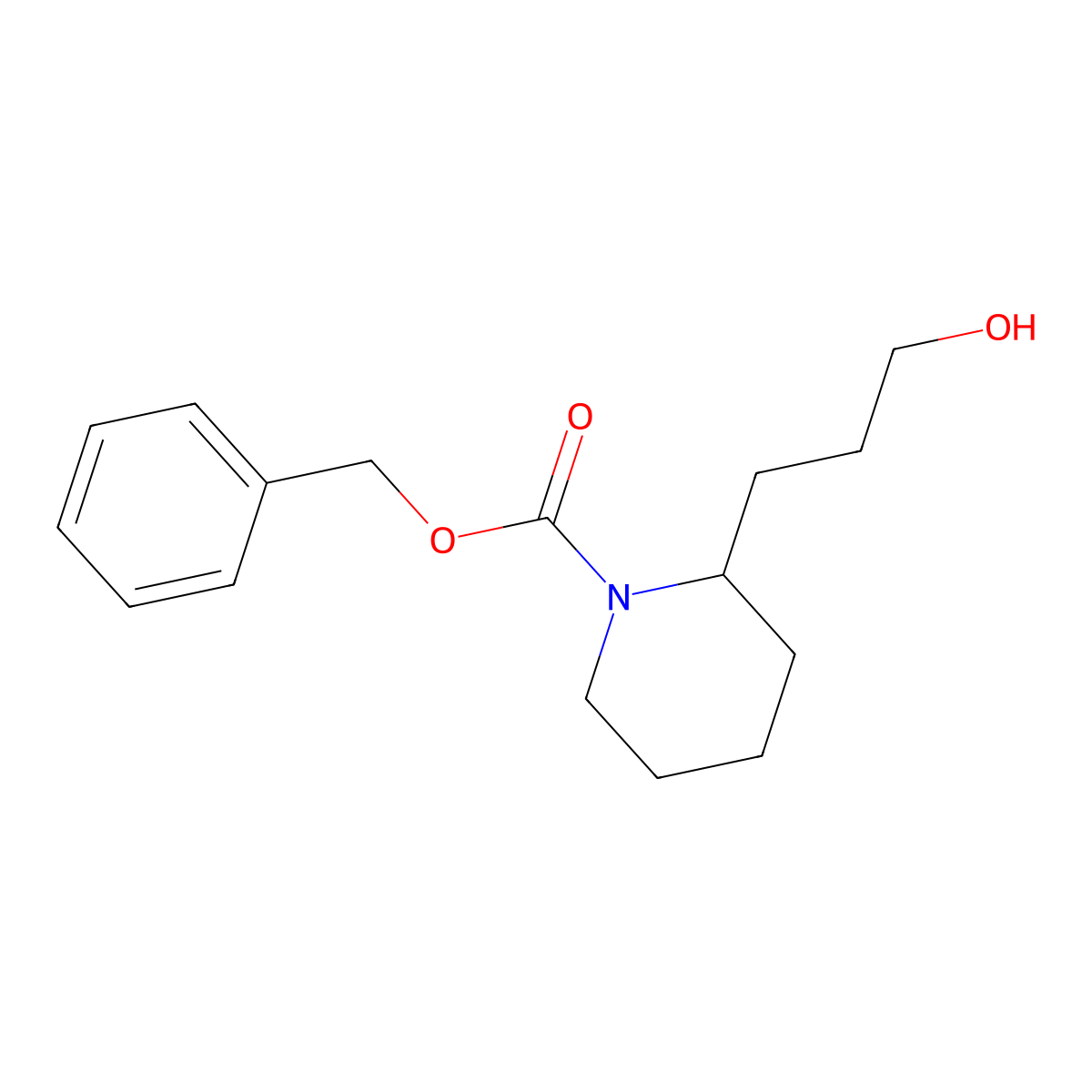 Benzyl 2-(3-hydroxypropyl)piperidine-1-carboxylate molecular structure, CAS 1208368-06-2