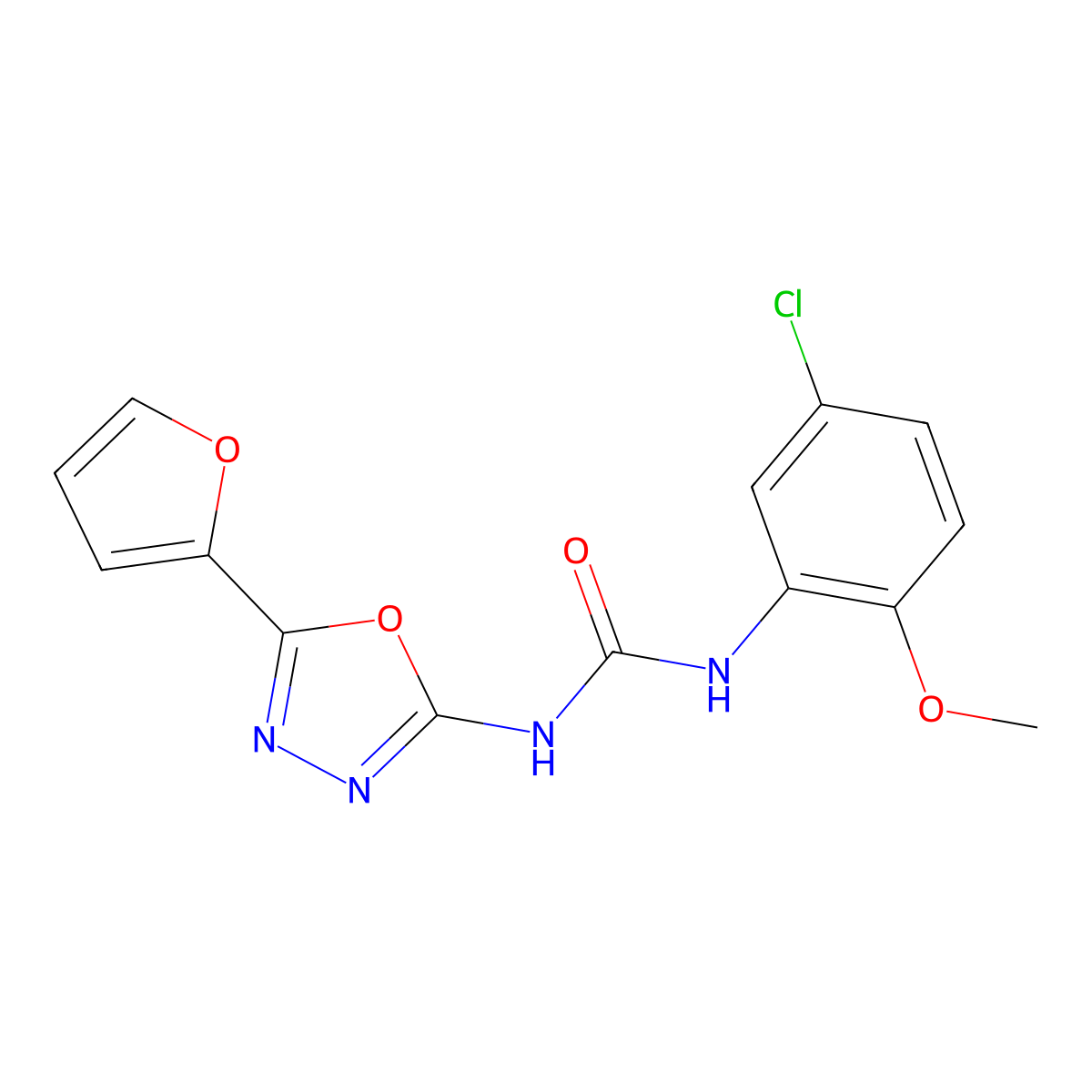 1-(5-Chloro-2-methoxyphenyl)-3-[5-(furan-2-yl)-1,3,4-oxadiazol-2-yl]urea molecular structure, CAS 1208377-77-8