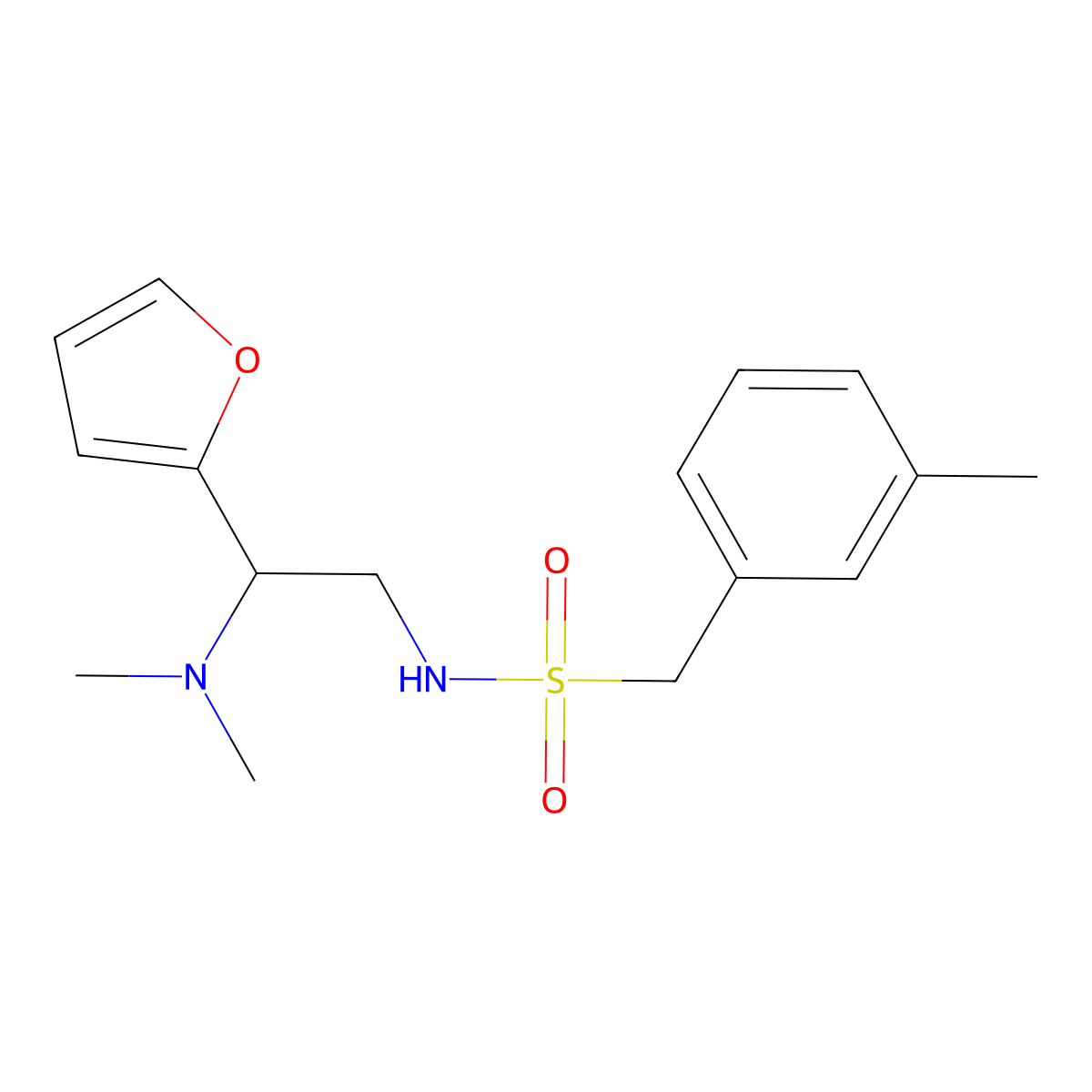 N-(2-(dimethylamino)-2-(furan-2-yl)ethyl)-1-(m-tolyl)methanesulfonamide molecular structure, CAS 1208377-97-2