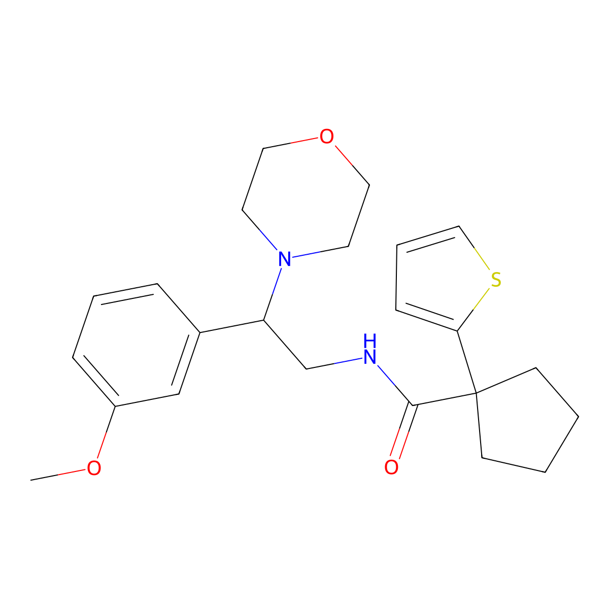 N-(2-(3-methoxyphenyl)-2-morpholinoethyl)-1-(thiophen-2-yl)cyclopentanecarboxamide molecular structure, CAS 1208378-20-4