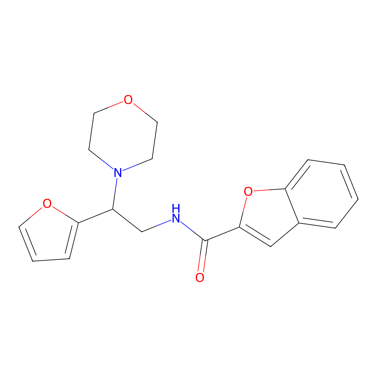 N-(2-(furan-2-yl)-2-morpholinoethyl)benzofuran-2-carboxamide molecular structure, CAS 1208381-91-2