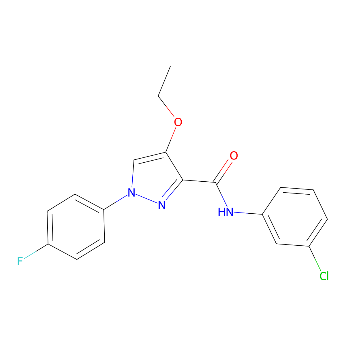 N-(3-chlorophenyl)-4-ethoxy-1-(4-fluorophenyl)-1H-pyrazole-3-carboxamide molecular structure, CAS 1208384-75-1