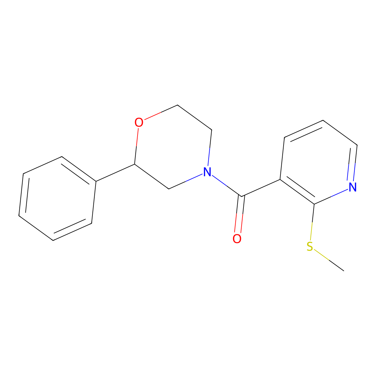 (2-(Methylthio)pyridin-3-yl)(2-phenylmorpholino)methanone molecular structure, CAS 1208385-56-1