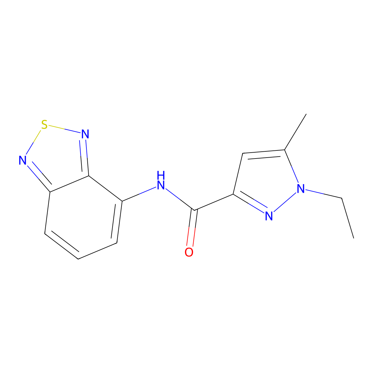 N-(benzo[c][1,2,5]thiadiazol-4-yl)-1-ethyl-5-methyl-1H-pyrazole-3-carboxamide molecular structure, CAS 1208387-63-6