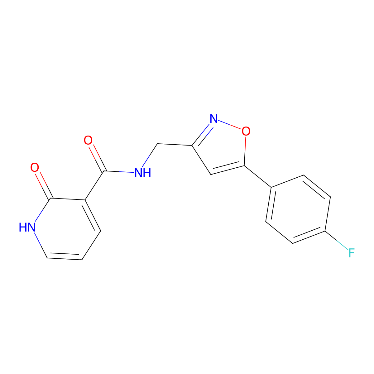 N-((5-(4-fluorophenyl)isoxazol-3-yl)methyl)-2-oxo-1,2-dihydropyridine-3-carboxamide molecular structure, CAS 1208398-65-5