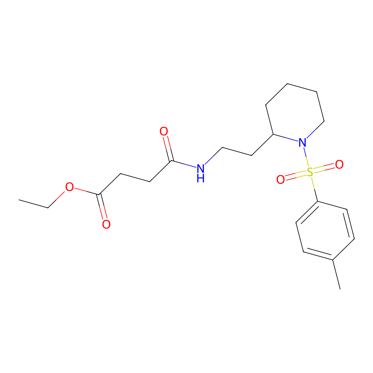 Ethyl 4-oxo-4-((2-(1-tosylpiperidin-2-yl)ethyl)amino)butanoate molecular structure, CAS 1208399-32-9