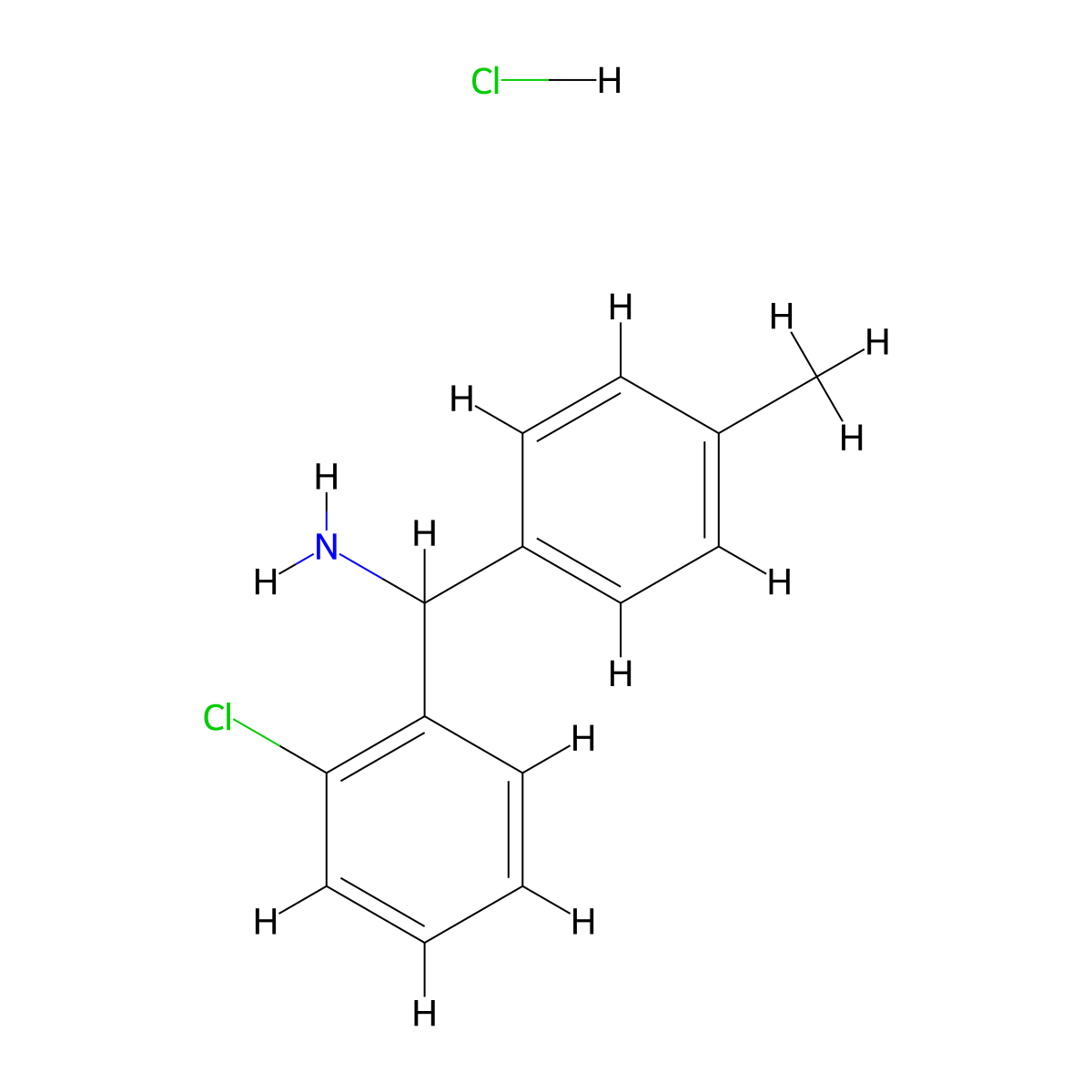 (2-Chlorophenyl)(4-methylphenyl)methanamine hydrochloride molecular structure, CAS 1208400-73-0