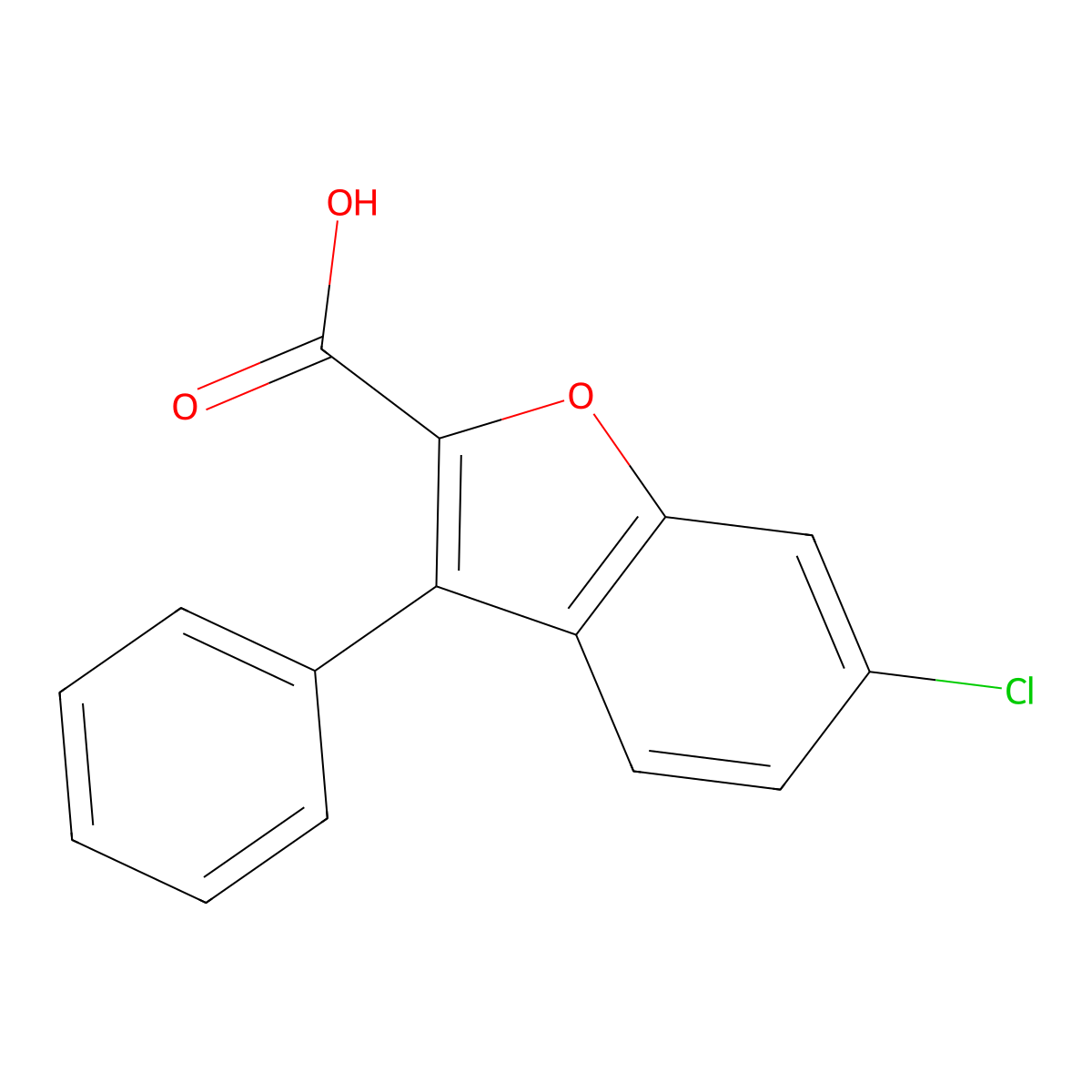 6-Chloro-3-phenyl-1-benzofuran-2-carboxylic acid molecular structure, CAS 1208402-13-4