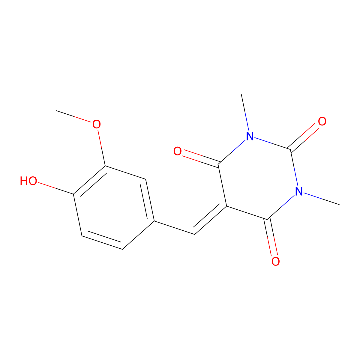 5-[(4-Hydroxy-3-methoxyphenyl)methylidene]-1,3-dimethyl-1,3-diazinane-2,4,6-trione molecular structure, CAS 120841-57-8