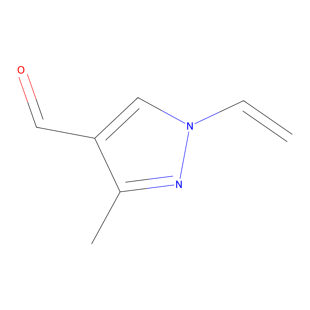 3-Methyl-1-vinyl-1H-pyrazole-4-carbaldehyde molecular structure, CAS 120841-95-4