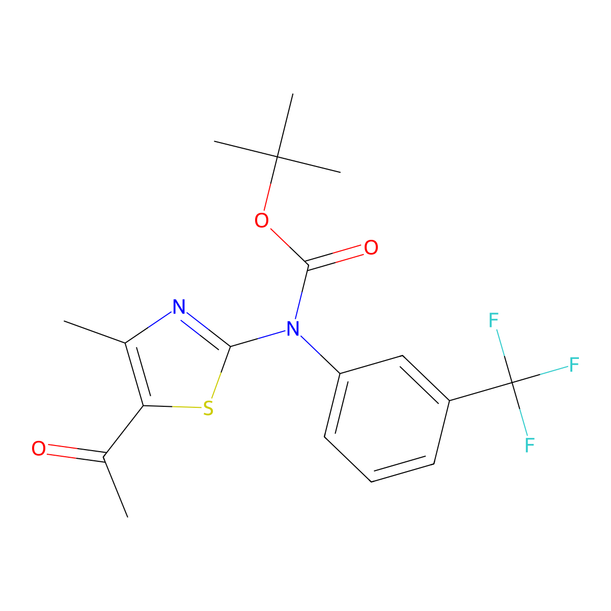 tert-butyl N-(5-acetyl-4-methyl-1,3-thiazol-2-yl)-N-[3-(trifluoromethyl)phenyl]carbamate molecular structure, CAS 1208410-26-7