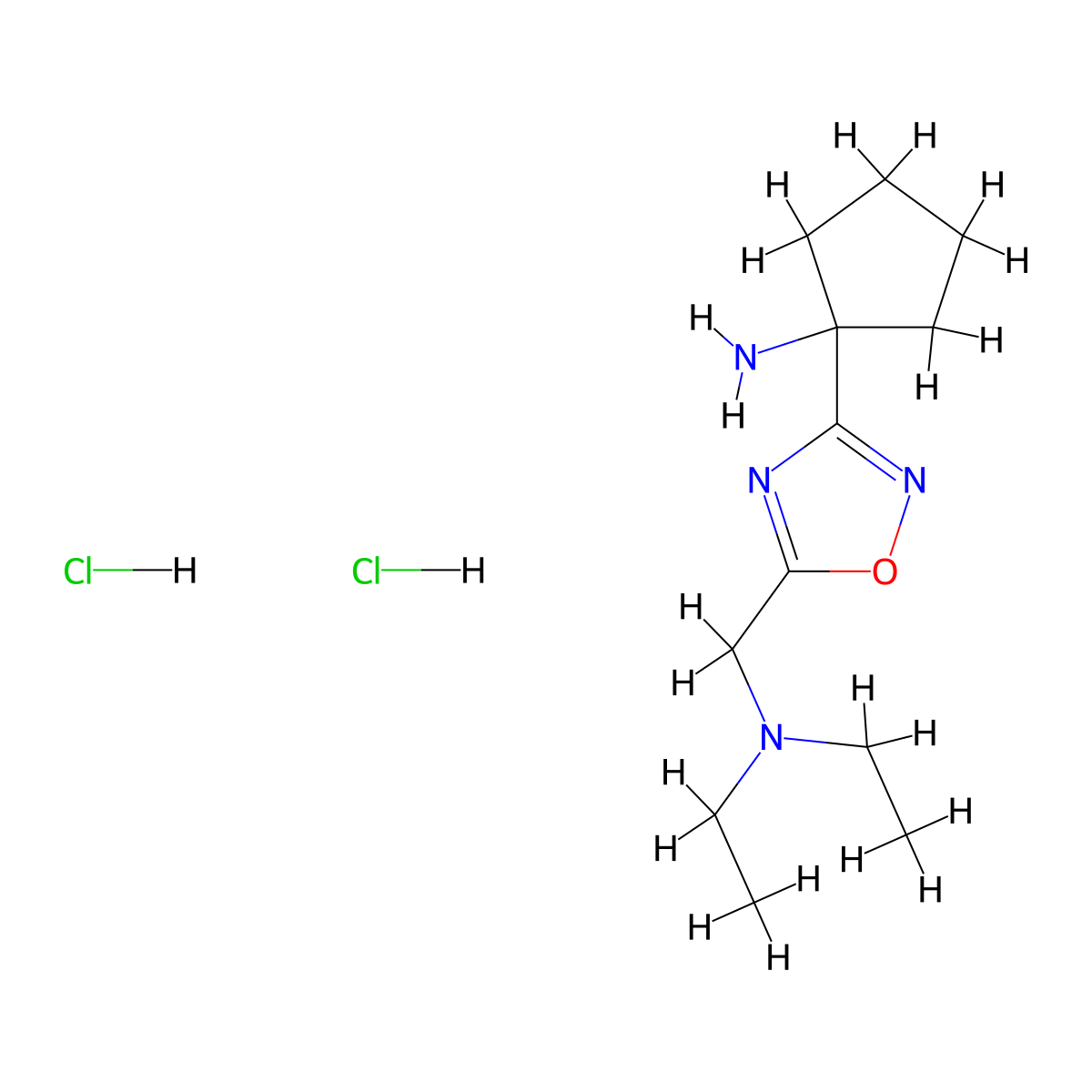 1-{5-[(Diethylamino)methyl]-1,2,4-oxadiazol-3-yl}cyclopentan-1-amine dihydrochloride molecular structure, CAS 1208416-21-0