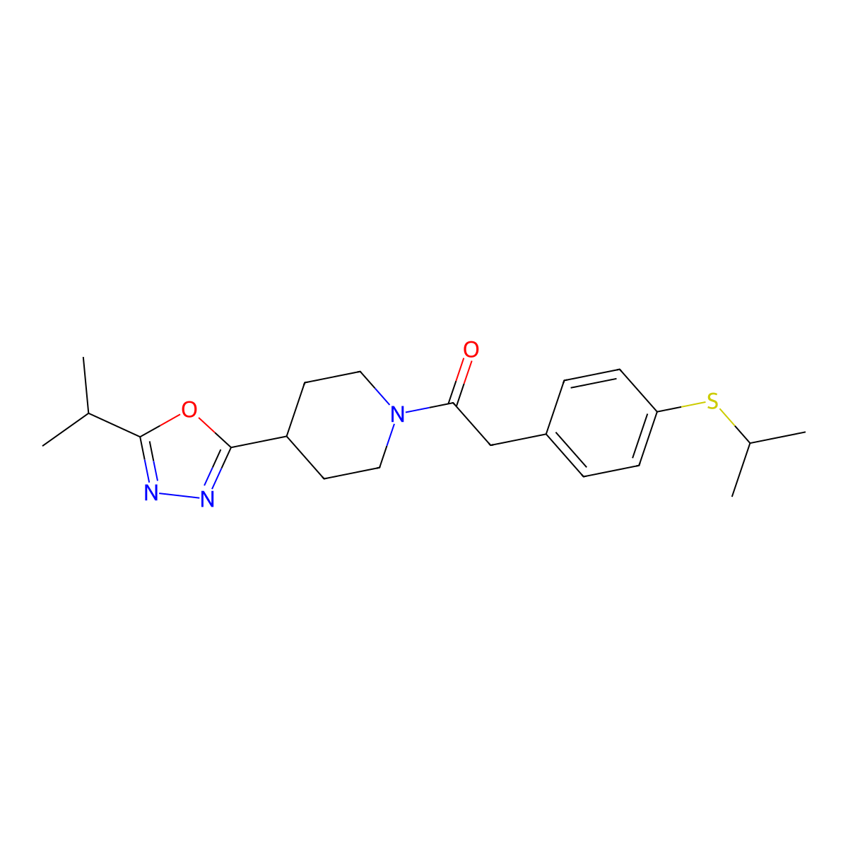 1-(4-(5-Isopropyl-1,3,4-oxadiazol-2-yl)piperidin-1-yl)-2-(4-(isopropylthio)phenyl)ethanone molecular structure, CAS 1208417-91-7