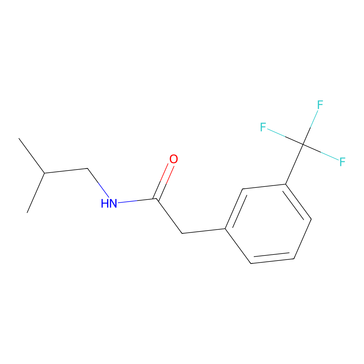 N-(2-methylpropyl)-2-[3-(trifluoromethyl)phenyl]acetamide molecular structure, CAS 1208419-05-9