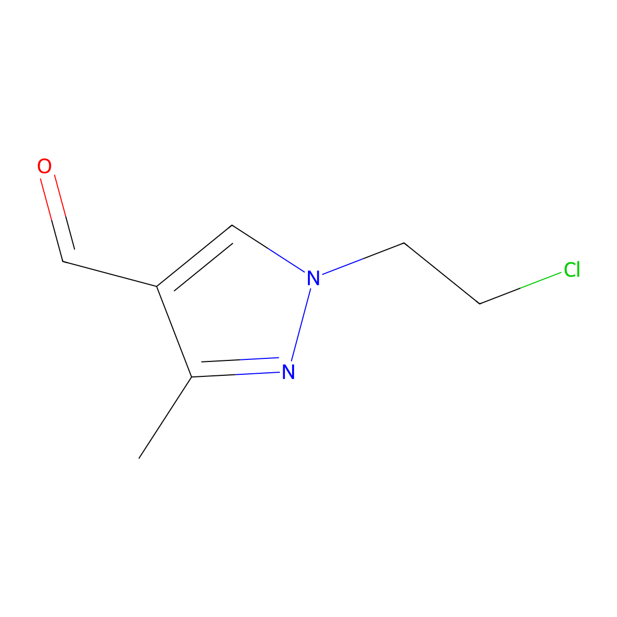 1-(2-Chloroethyl)-3-methyl-1H-pyrazole-4-carbaldehyde molecular structure, CAS 120842-54-8