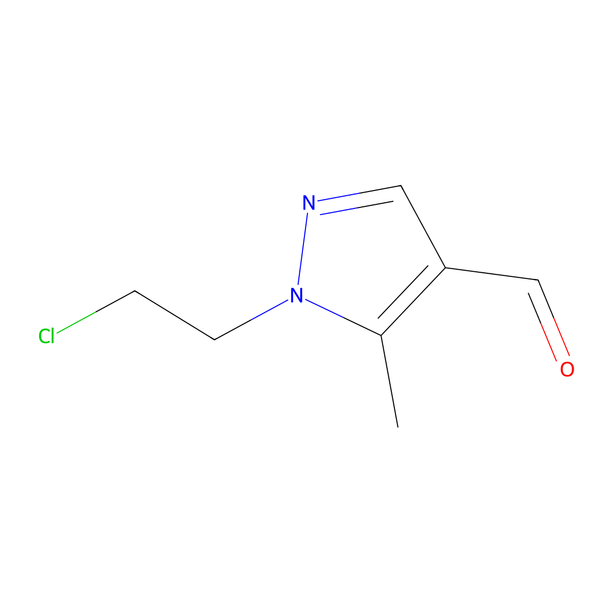1-(2-Chloroethyl)-5-methyl-1H-pyrazole-4-carbaldehyde molecular structure, CAS 120842-55-9