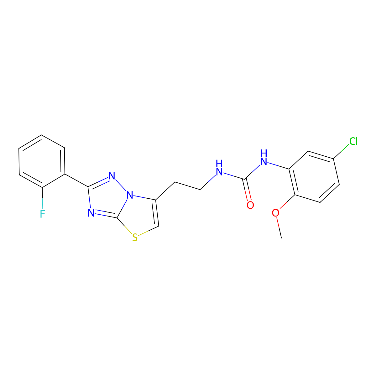 1-(5-Chloro-2-methoxyphenyl)-3-(2-(2-(2-fluorophenyl)thiazolo[3,2-b][1,2,4]triazol-6-yl)ethyl)urea molecular structure, CAS 1208452-80-5
