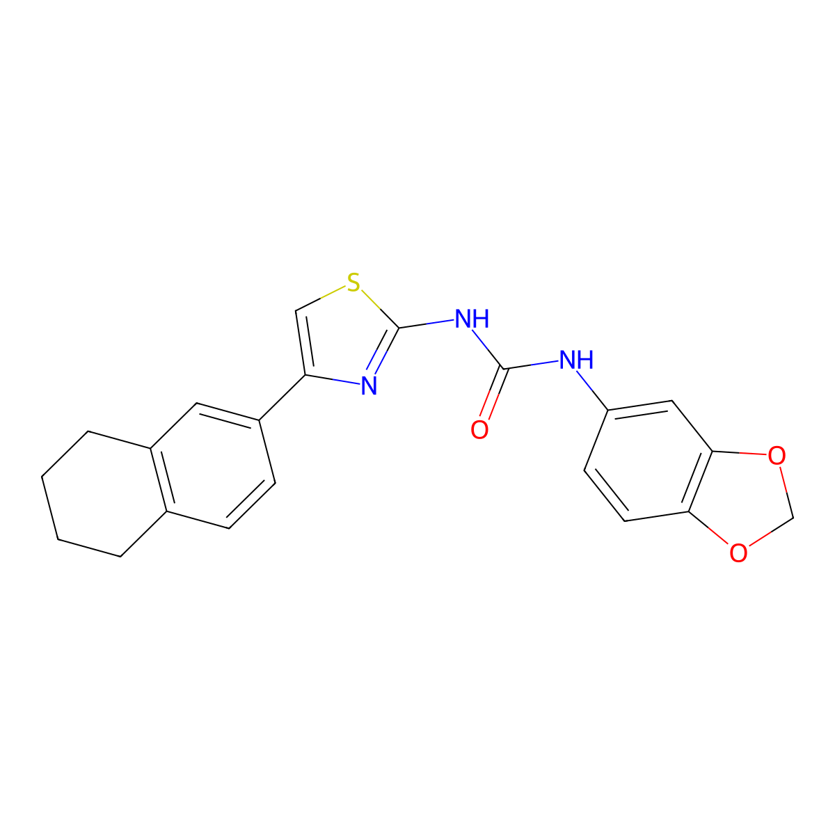 1-(Benzo[d][1,3]dioxol-5-yl)-3-(4-(5,6,7,8-tetrahydronaphthalen-2-yl)thiazol-2-yl)urea molecular structure, CAS 1208453-87-5