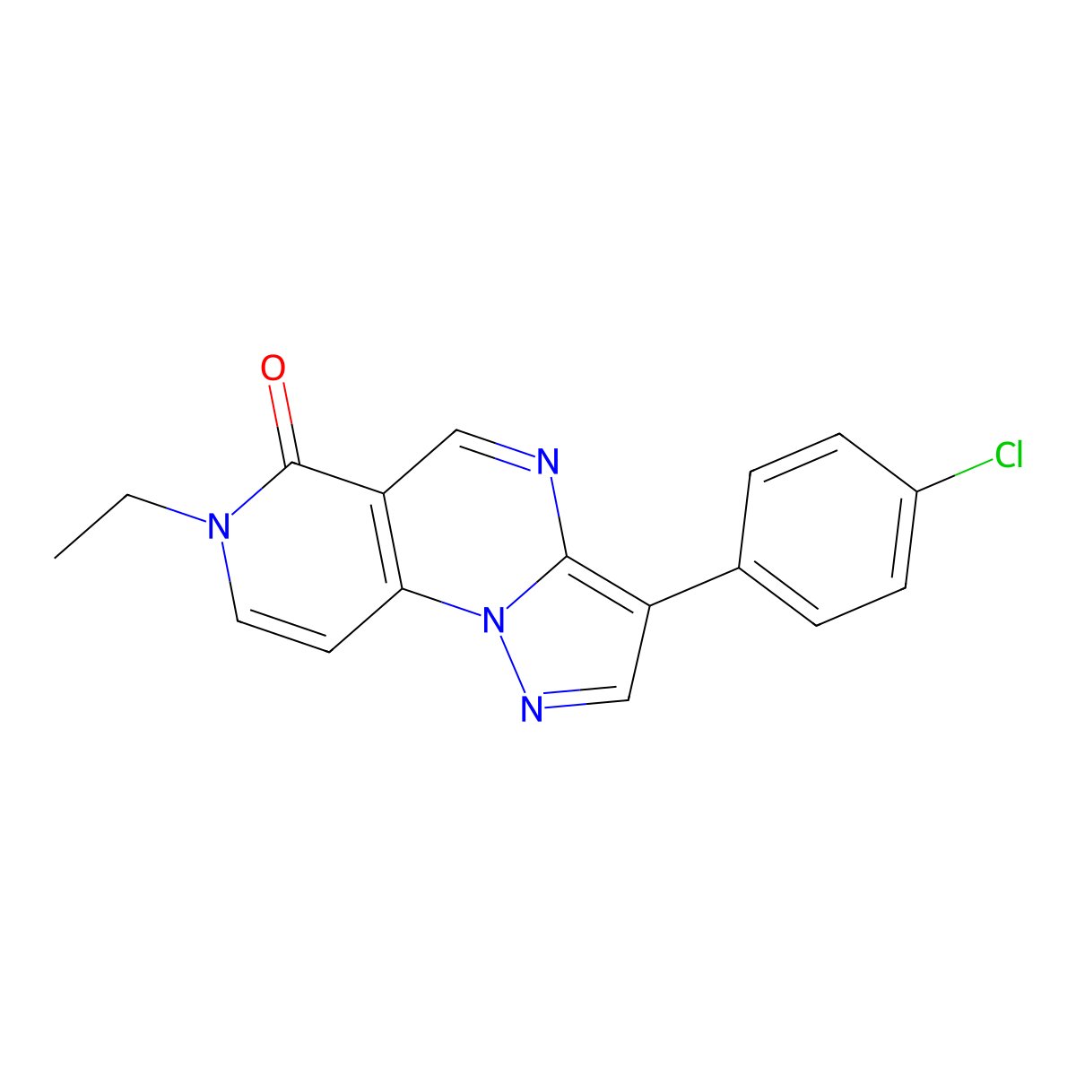 3-(4-chlorophenyl)-7-ethylpyrazolo[1,5-a]pyrido[3,4-e]pyrimidin-6(7H)-one molecular structure, CAS 1208454-69-6