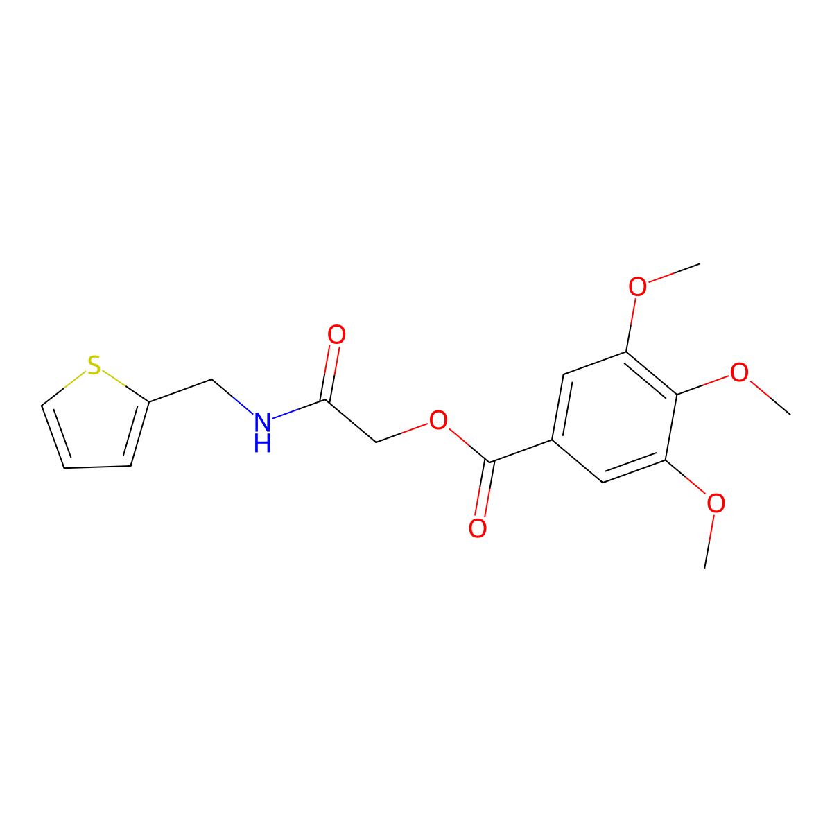[2-Oxo-2-(thiophen-2-ylmethylamino)ethyl] 3,4,5-trimethoxybenzoate molecular structure, CAS 1208458-43-8