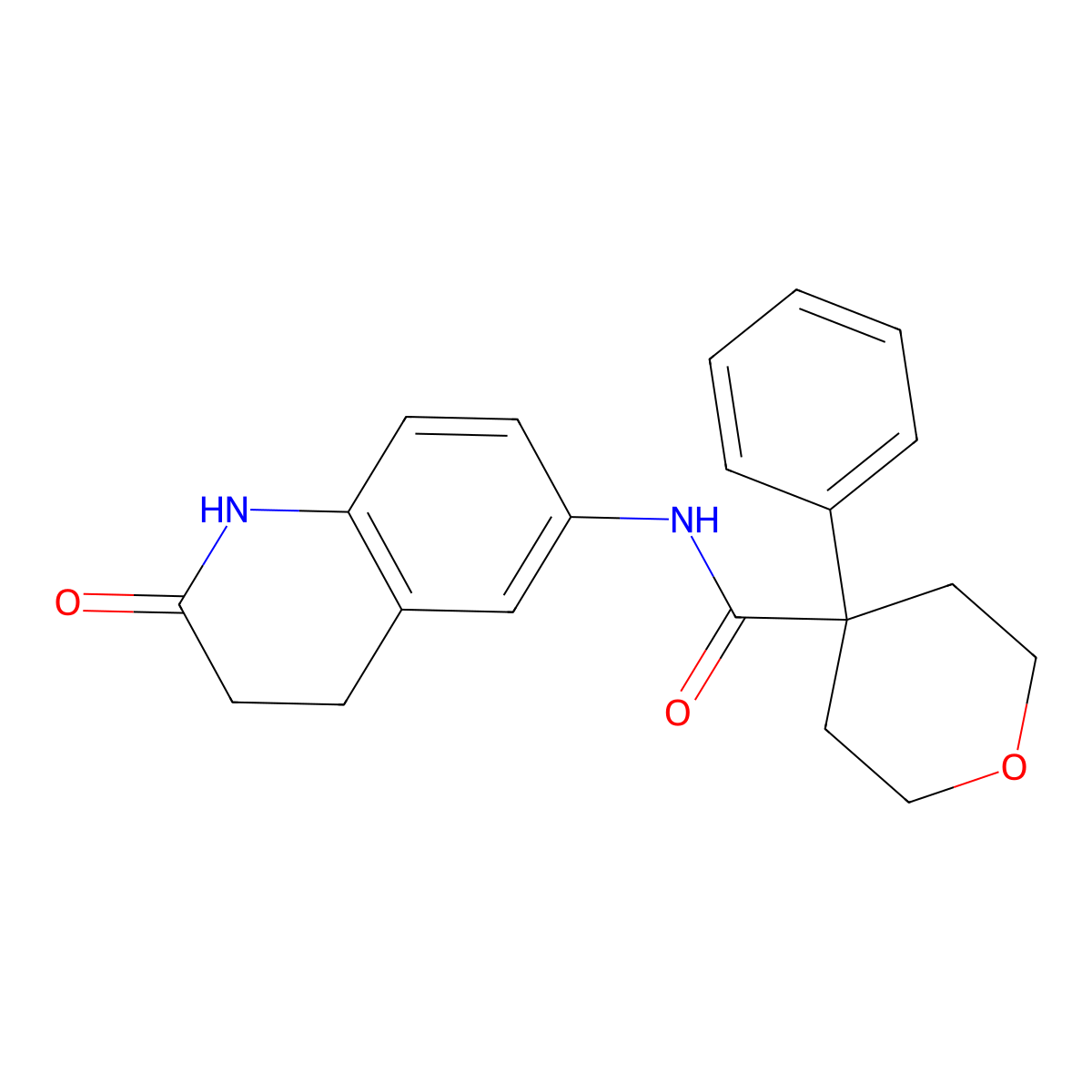 N-(2-oxo-1,2,3,4-tetrahydroquinolin-6-yl)-4-phenyltetrahydro-2H-pyran-4-carboxamide molecular structure, CAS 1208460-18-7