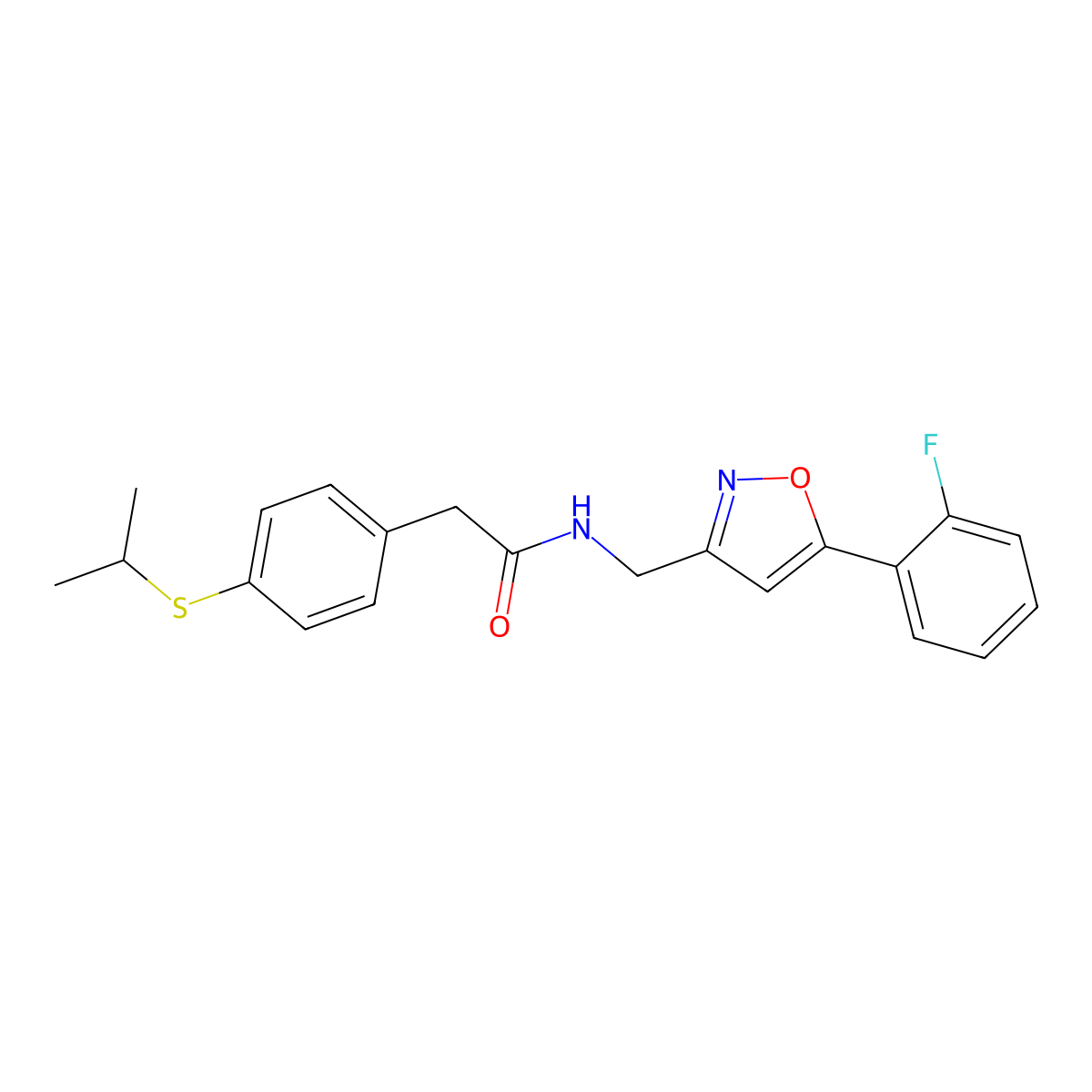N-((5-(2-fluorophenyl)isoxazol-3-yl)methyl)-2-(4-(isopropylthio)phenyl)acetamide molecular structure, CAS 1208461-61-3