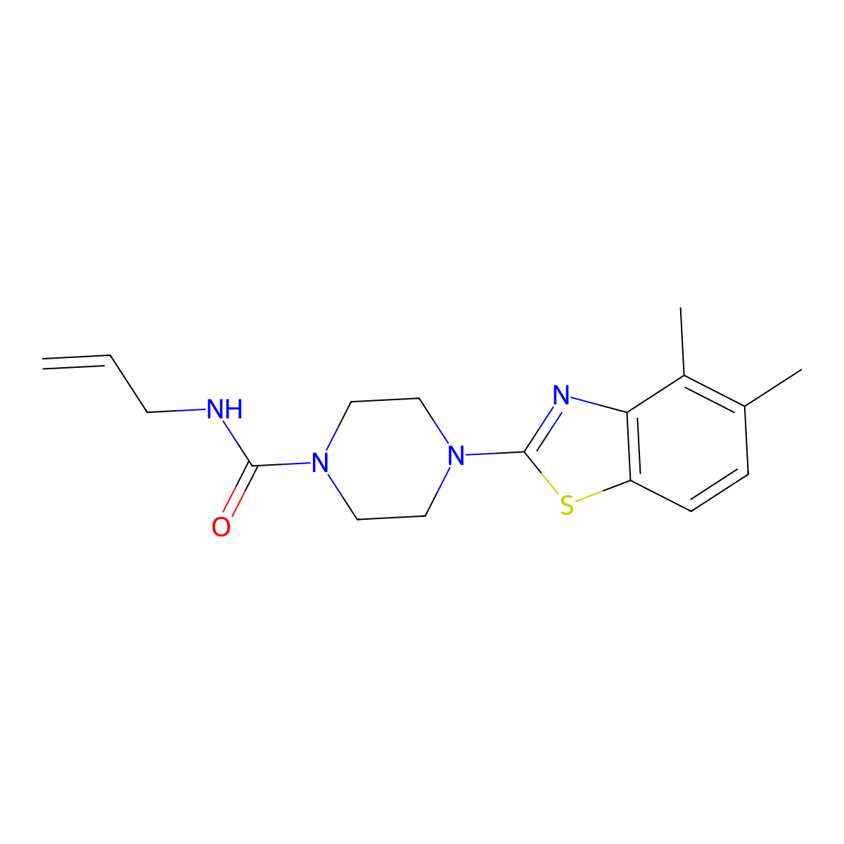 N-allyl-4-(4,5-dimethylbenzo[d]thiazol-2-yl)piperazine-1-carboxamide molecular structure, CAS 1208461-66-8