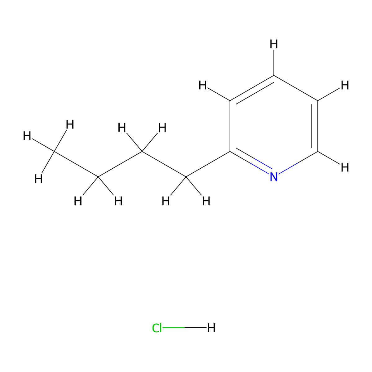 2-Butylpyridine hydrochloride molecular structure, CAS 1208462-71-8