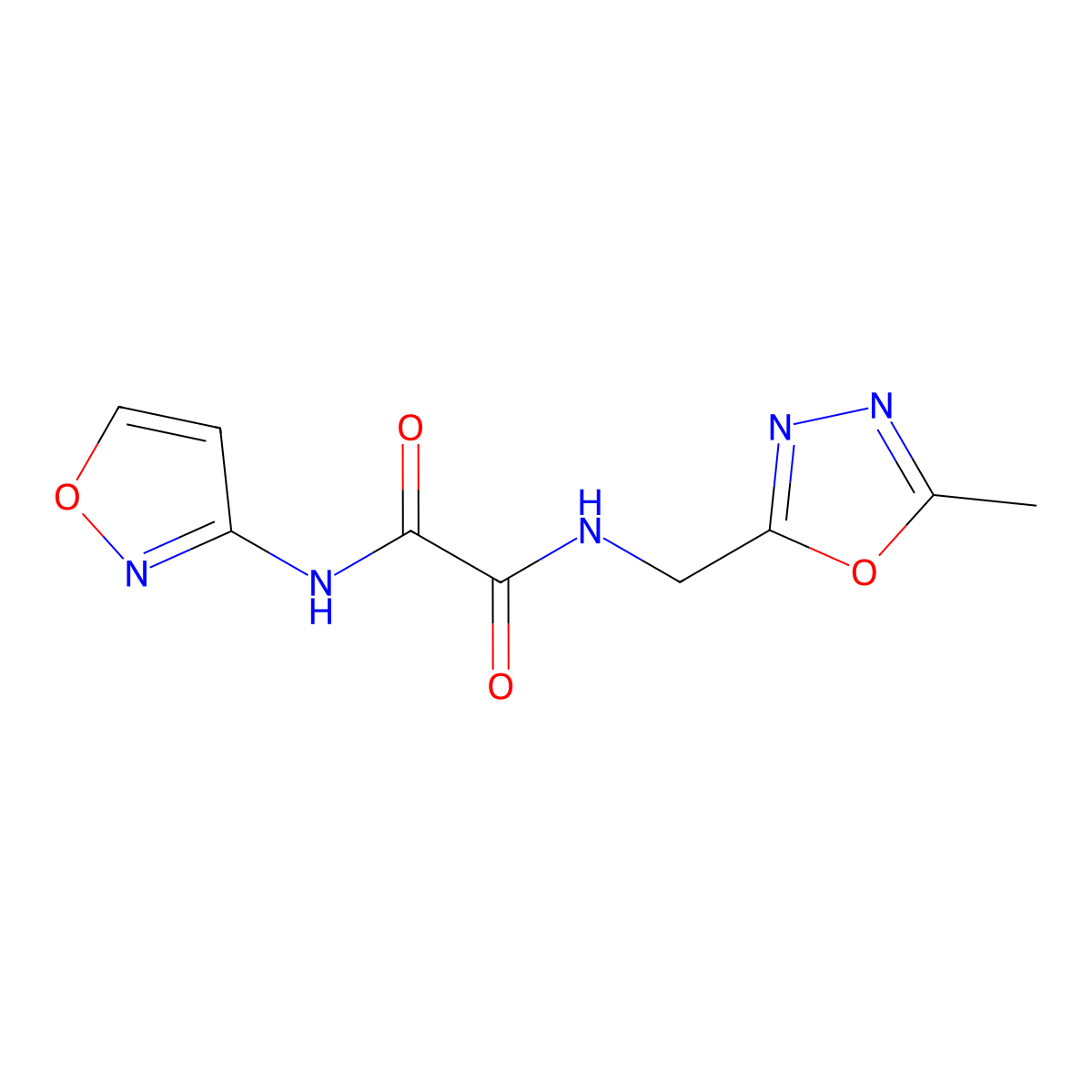 N1-(isoxazol-3-yl)-N2-((5-methyl-1,3,4-oxadiazol-2-yl)methyl)oxalamide molecular structure, CAS 1208464-10-1