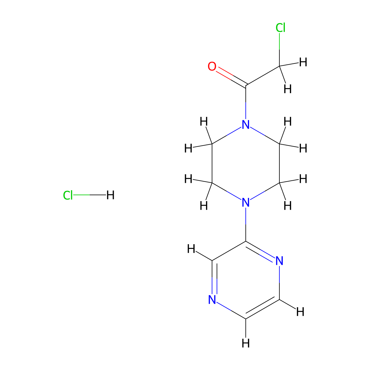 2-Chloro-1-[4-(pyrazin-2-yl)piperazin-1-yl]ethan-1-one hydrochloride molecular structure, CAS 1208472-54-1