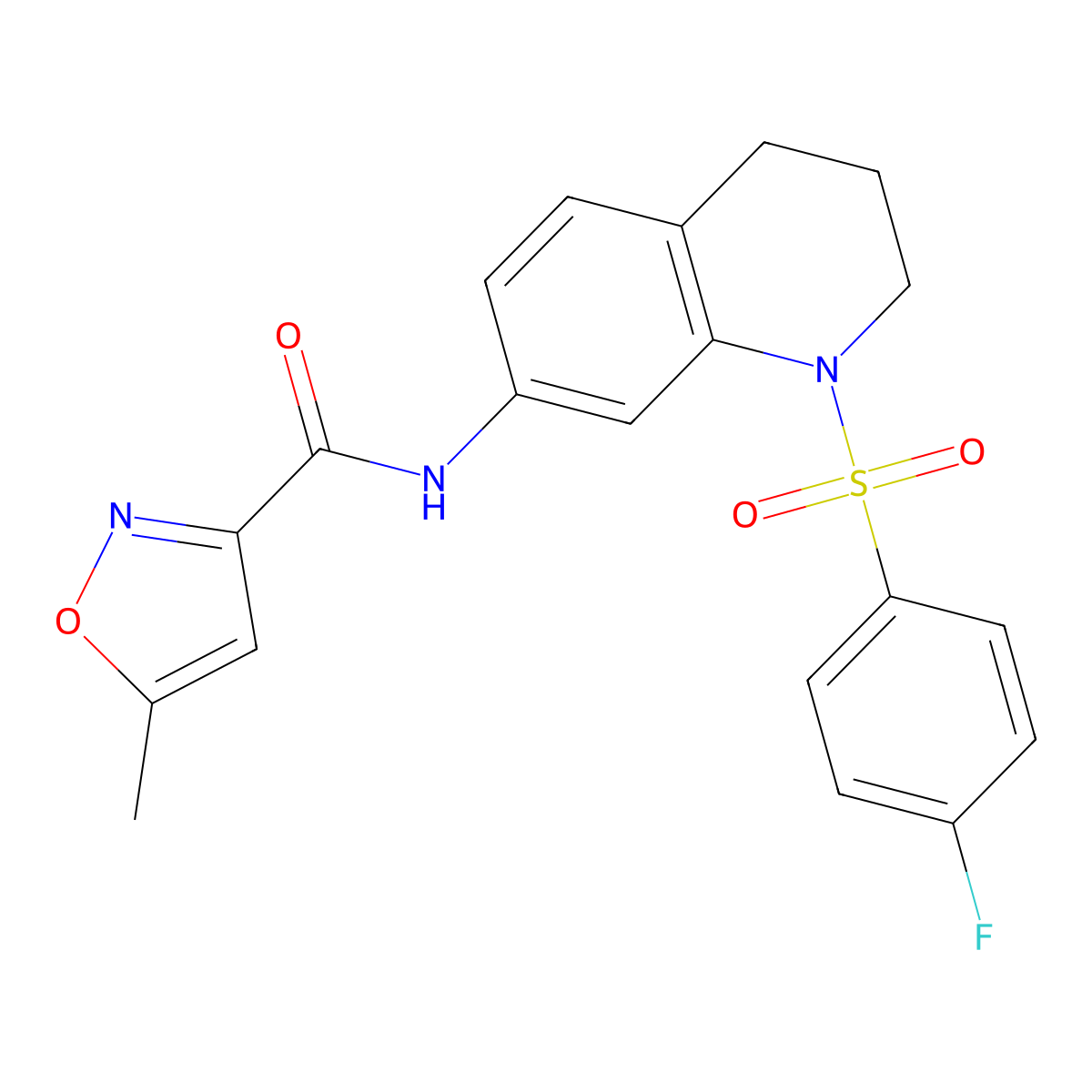 N-(1-((4-fluorophenyl)sulfonyl)-1,2,3,4-tetrahydroquinolin-7-yl)-5-methylisoxazole-3-carboxamide molecular structure, CAS 1208473-51-1