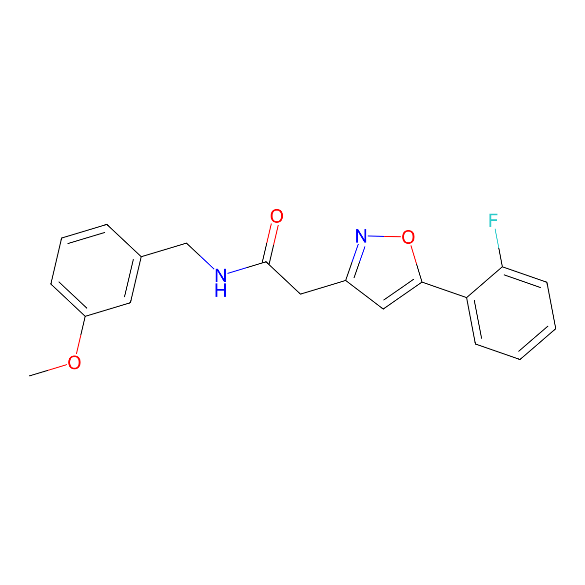 2-(5-(2-fluorophenyl)isoxazol-3-yl)-N-(3-methoxybenzyl)acetamide molecular structure, CAS 1208475-91-5
